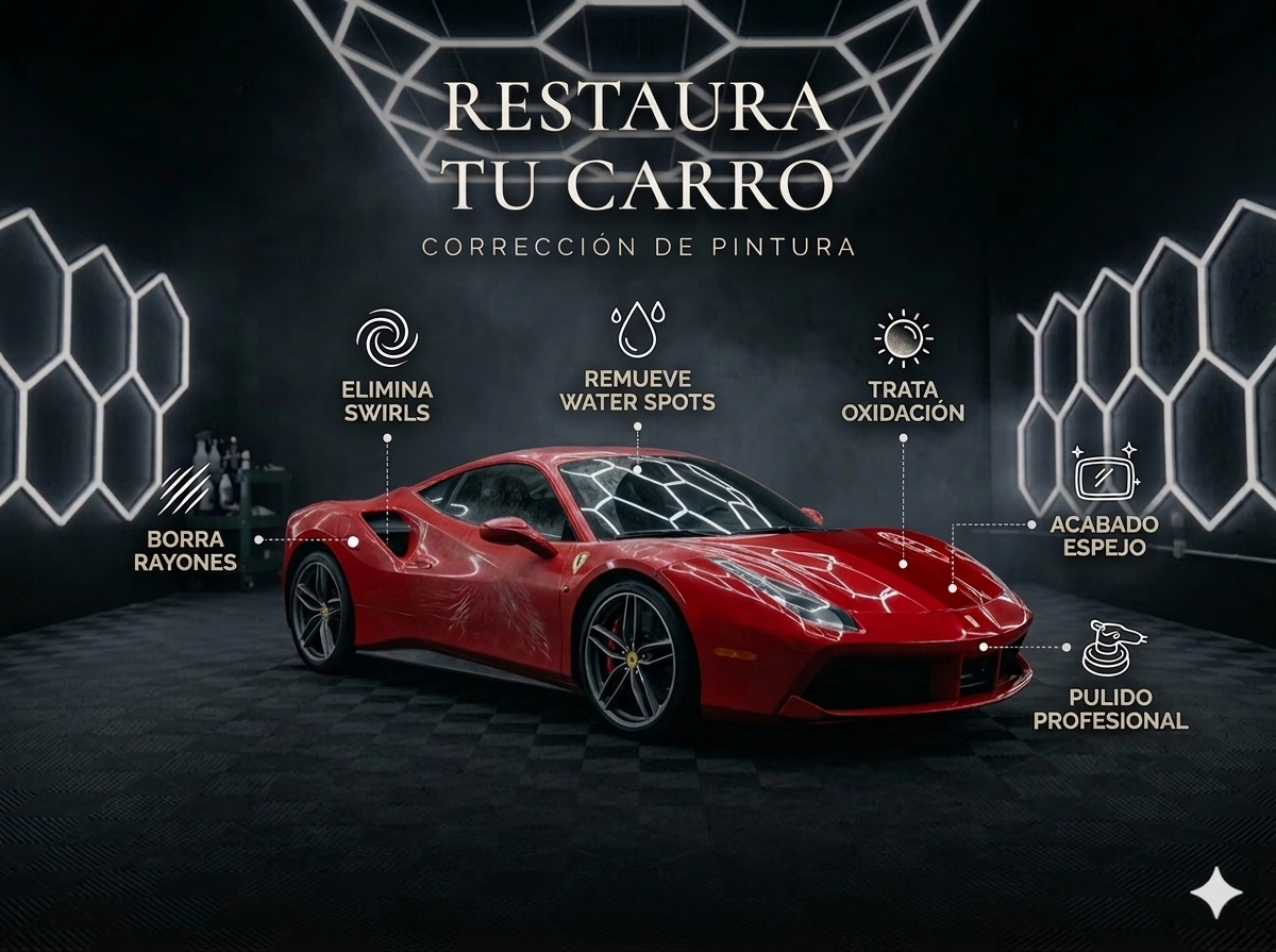 Infografía Corrección de Pintura — Proceso de pulido profesional